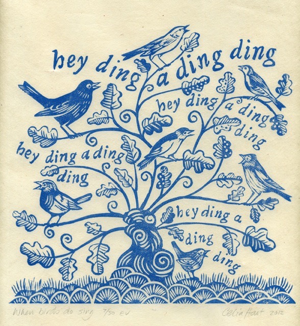 'When birds do sing' (blue) 21 x 21 cm