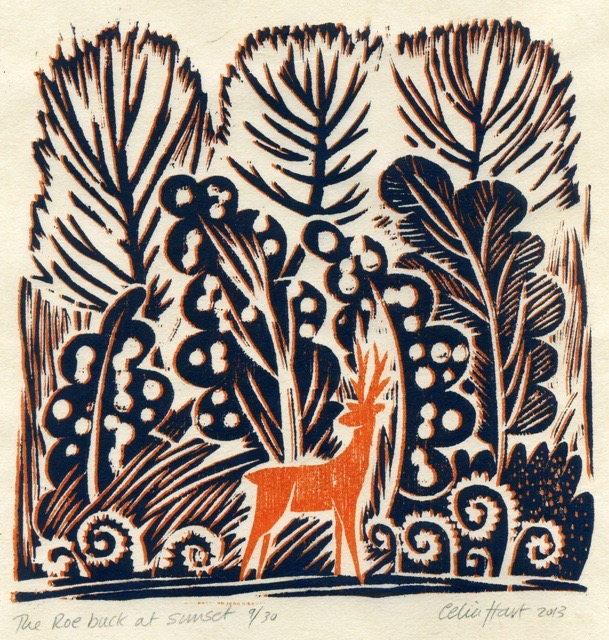 'A Roe buck at sunset' 15 x 15 cm