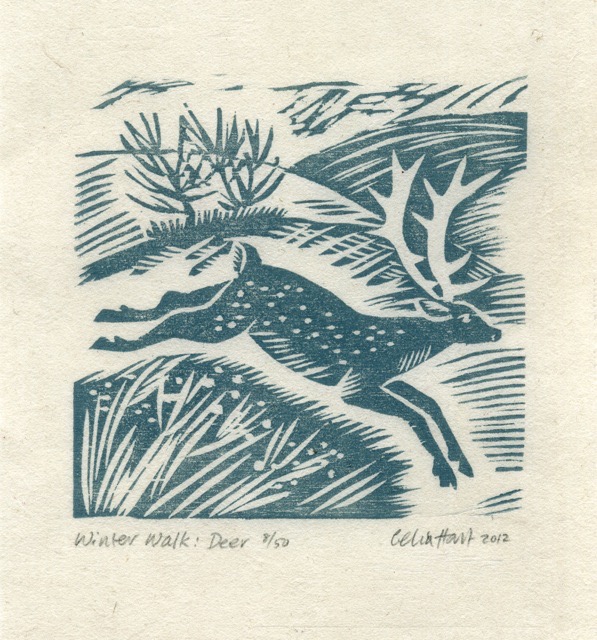 'Winter Walk : Deer' 10 x 11 cm