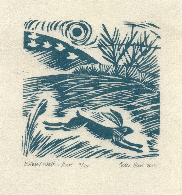 'Winter Walk : Hare' 10 x 11 cm
