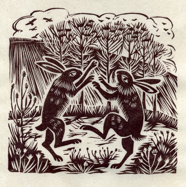 'March hares' 15 x 16 cm