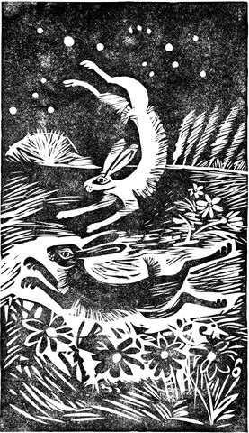 'Dancing Hares' 18 x 31 cm